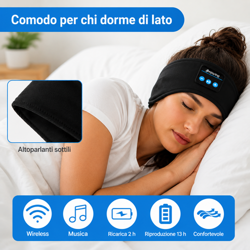 NAPSANA – Fascia per dormire Bluetooth® con Cuffie Integrate